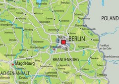 Germany Physical Map – 16.5 x 23.3 inches – Paper Laminated