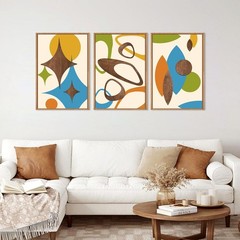 Earth Tone Mid Century Modern Wall Decor – Set of 3