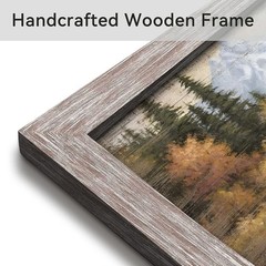 Wildlife Painting Framed Wall Art: Majestic Moose in Forest Picture Rustic Wild