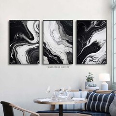 Black and White Marble Wall Art Abstract Painting Canvas for Living Room Bedr…