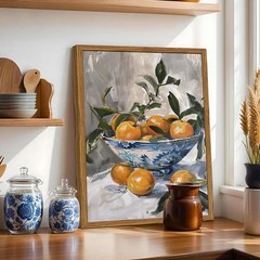 Framed Vintage Oranges Canvas Wall Art, Kitchen Pictures Wall Decor, Rustic F…