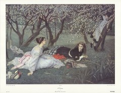 JAMES J. TISSOT Le Printemps 25.75″ x 33.25″ Offset Lithograph 1990 Impressionis