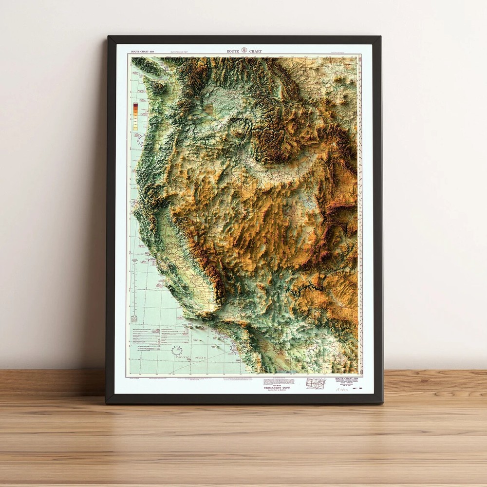 Western USA Map, Western USA 2D Relief Map – 2D Flat Print