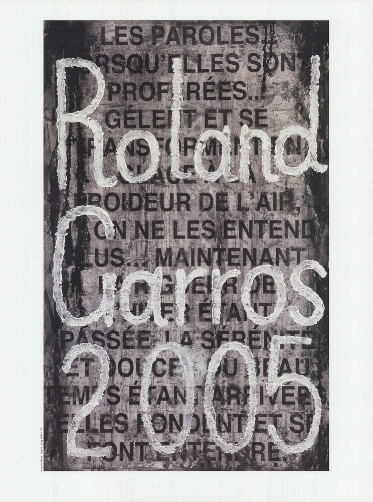 JAUME PLENSA Roland Garros French Open 29.5″ x 22″ Poster 2005 Contemporary Blac