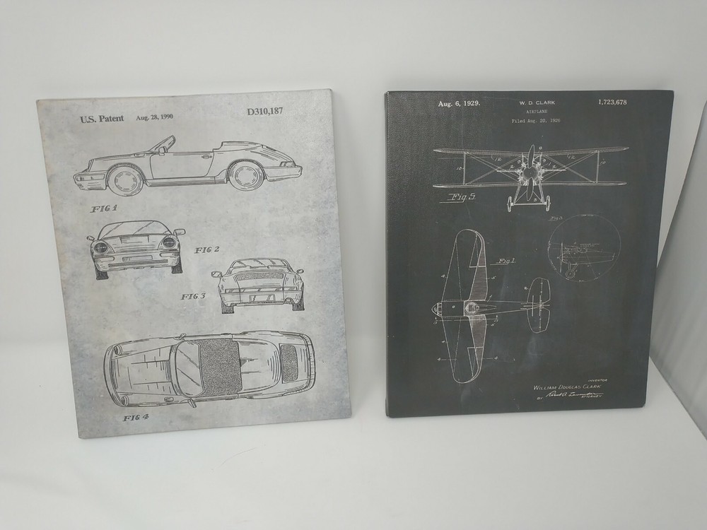 US Patent Print Set Perfect for Home or Office Patent #1723678 & #D310,187 Cool!
