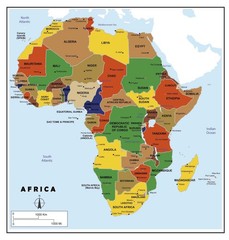 Colorful Africa Map Educational Posters and Art Print 13″ X 19″