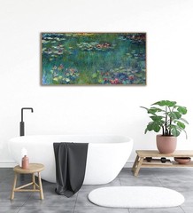 Framed Wall Art Canvas Prints Water Lilies by Claude Monet Garden Scenery Lar…