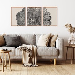 CHDITB Framed Wood Tree Rings Wall Art Set, 16x24in Black and White Canvas Ar…
