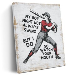 Funny Baseball Mom Canvas Wall Art Wall Decor, Vintage Baseball Mama Game Day…
