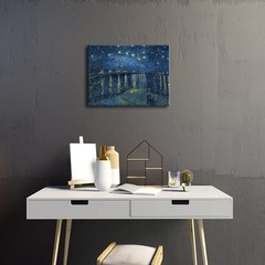 Wieco Art Starry Night Over the Rhone by Van Gogh Famous 16″L x 12″W, Blue