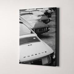 Porsche 911 Parking Lot Vintage White Sports Cars Canvas Wall Art Print