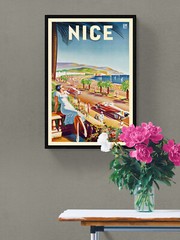 1930s Nice France Vintage Style French Riviera Beach Travel Poster – 24×36