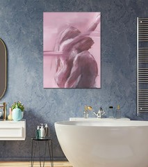 Sexy Couples Wall Art Pink Wall Decor Canvas Painting Poster ,24″x48″ DIY Framed