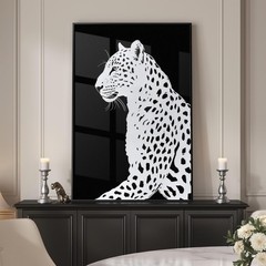 Framed Modern Animal Black and White Wall Art, Large Leopard Animal Prints, C…