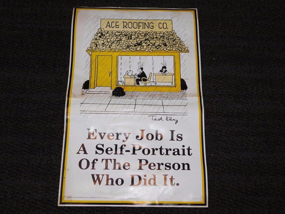 VINTAGE 22″ X 14″ POSITIVE ATTITUDE POSTER 1979 EVERY JOB IS A SELF PORTRAIT