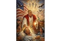 Trump Jesus Blessing Scene USA Patriotic Religious Art Poster – Unframed