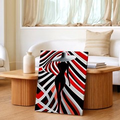Wall Art Abstract Woman Silhouette Red Black White Striped Modern Poster Print
