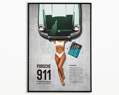 Classic Green Porsche 911 Print – Retro Car Poster, Vintage Automotive Wall Art
