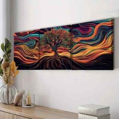 3pcs Psychedelic Tree of Life Design Waterproof Wall Art Canvas Unframed/Framed