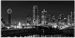 Dallas Skyline Canvas Art – Black & White Cityscape Night Scene Decor