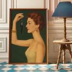 Vintage Bold Feminist Poster Retro Empowering Female Wall Art Sage Green Feminin