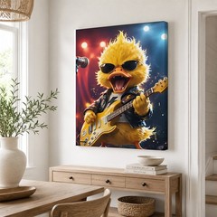 Rock Star Duck Canvas Wall Art Funny Guitar Duck Music Room Decor Print 8*12in