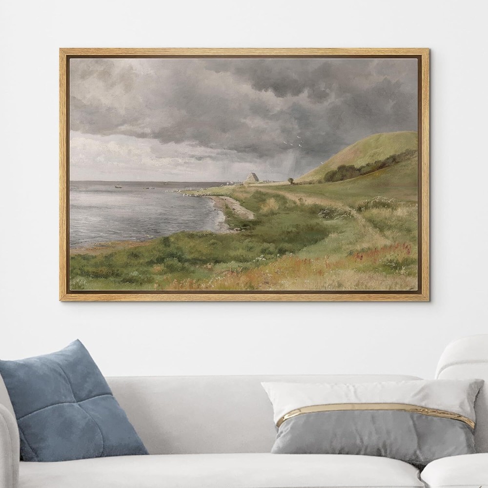 Wall26 Mountain Range & Stormy Landscape Framed Wall Art Decor Canvas Print