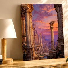 Wall Art Ancient Roman Ruins Sunset Landscape Canvas Print Classical Columns