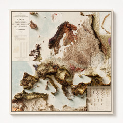 Europe Geological Map Wall Art – Vintage 2D Topographic Poster Print Decor