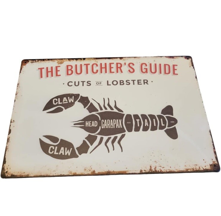 Metal Vintage Tin Sign Decor The Butcher’s Guide For Restaurant Bar Pub Lobster