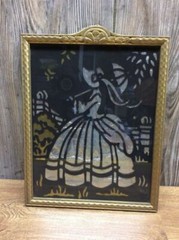 Antique Foil Art Picture Framed And Ready To Hang Original Frame B8