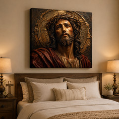 Jesus Crown of Thorns Canvas Wall Art Christian Religious Portrait Faith Home