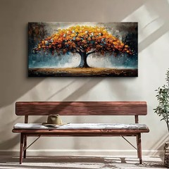 Abstract Tree Landscape Canvas Painting Home Decor Wall Mural,24″x48″ DIY Framed