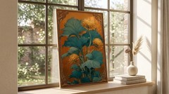 Art Nouveau Yellow Chrysanthemum Wall Art Vintage Floral Poster