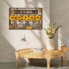 Farmhouse Sunflower Wall Art, Framed Inspirational Wall Art Living Room, Yell…