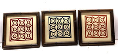 Quilt Squate Printed Art Decor, Professionally Framed, Set of 3, 6 x 6