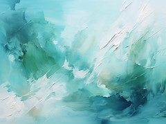 Painting in Mint Green & White 5mm thick Plastic Poster Ready to Hang 60x45cm