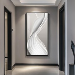Framed Vertical Abstract Wall Art Silver Gray 30×60