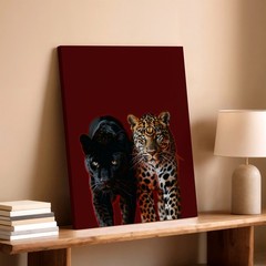 Wall Art Black Panther and Leopard Print Poster Big Cat Animal Canvas Decor