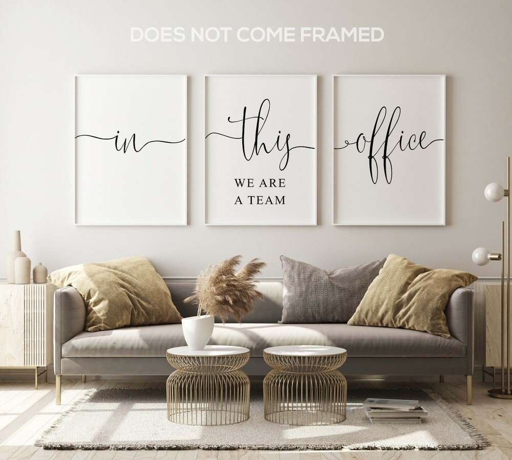 In This Office We Are Team, Set of 3 Print, Minimalist Art, Home Wall Art Decor