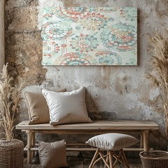Abstract Mandala Pattern Canvas Wall Art Bohemian Style Decorative Canvas Print