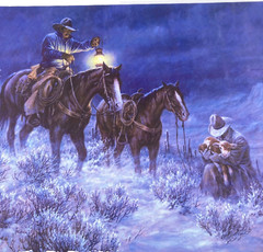 cow boy scene canvas wall art poster unframed
