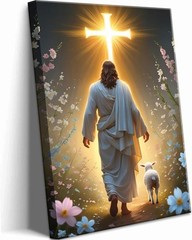 Inspirational 12x16in Jesus Walking Toward Light Canvas Art for Home or Church