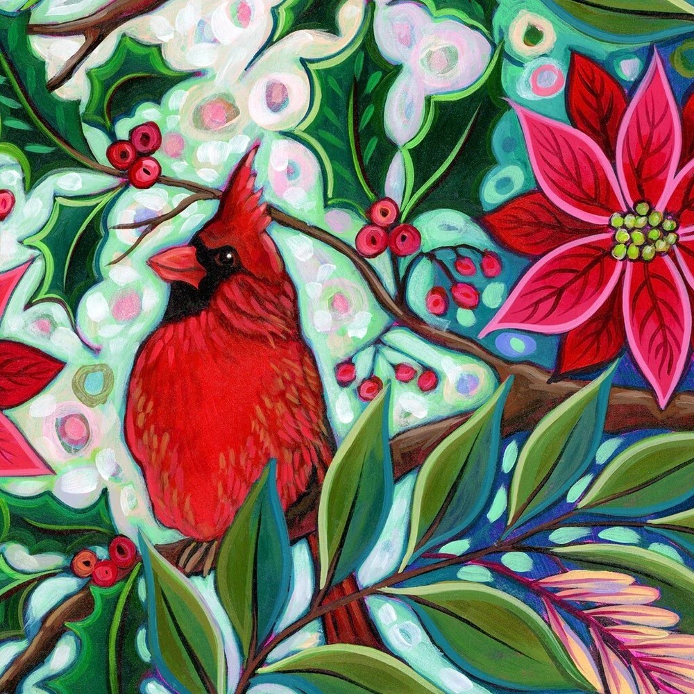 Christmas Cardinal II, Peggy Davis, Art Wall Print Poster 14″ x 11″ 3346