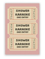 Vintage Pink Bathroom Wall Art Retro Shower Karaoke Ticket Canvas Print 8 x 10″