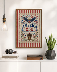 Retro America 250 Years Anniversary Poster 4th of July Patriotic