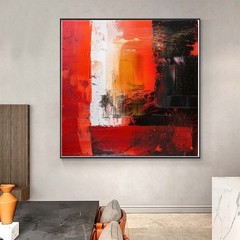 Abstract Oil Painting On Canvas Modern Oil Painting Hand Painted Wall Art Red
