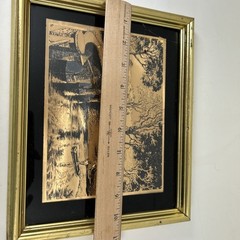 Framed Lionel Barrymore Etched Gold Foil Print Mid-Century Modern 10 1/2 “ VTG