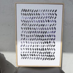 Framed Abstract Art Print Modern Black Gray White Horizontal Wall Decor