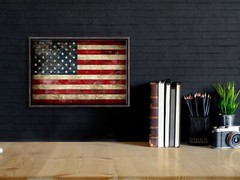 Framed Canvas Wall Art Print Picture Home Office Decor Vintage American Flag